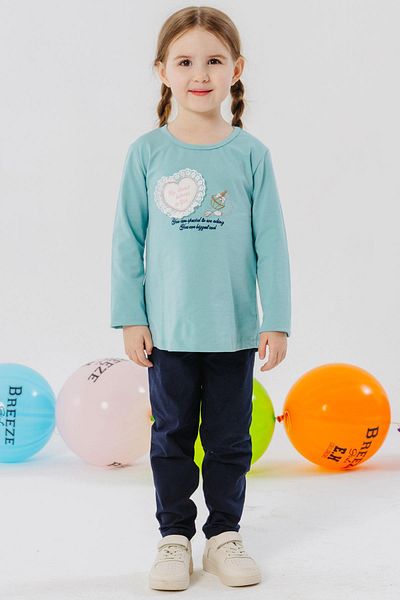 Breeze Girl's Tights Set Perfume Bottle Embroidery Printed Laced Heart 1.5-5 Years, Water Green