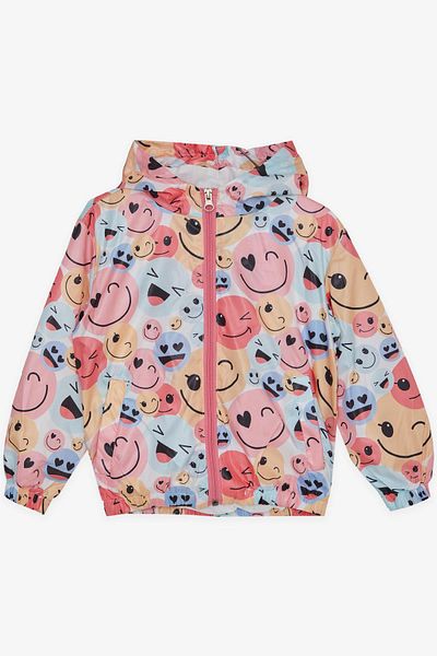 Breeze Girl's Raincoat Happy Emojis Patterned 1-5 Years, Mixed Color