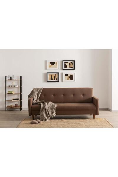 Pafu Hiko Üçlü Yataklı Koltuk - Açık Kahve Keten