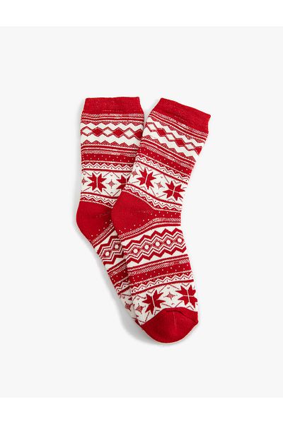 Koton Towel Socket Patterned Christmas Socks
