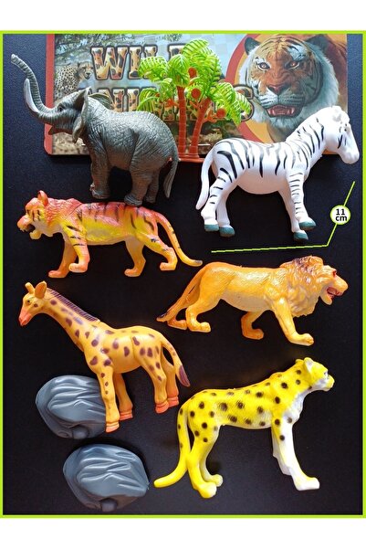 OYUNCAKSAHİLİ Hayvan Set 9 Parça Vahşi Orman Oyuncak Fil Çita Aslan Kaplan Zü...