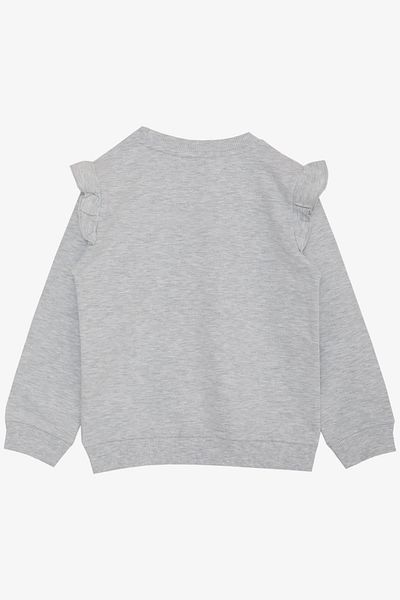 Breeze Girl's Sweatshirt Sequined Glitter Text Printed 3-8 Years, Light Gray Melange