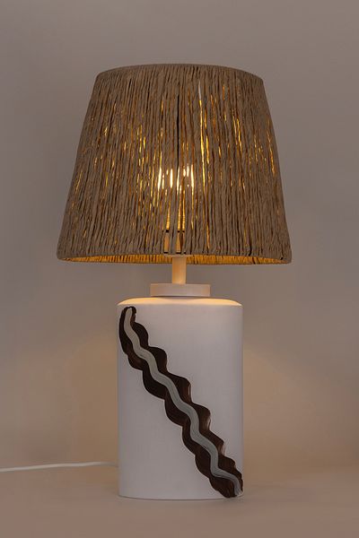 Koza Home Ceramic Patterned Wicker Lampshade - Soleil 9097