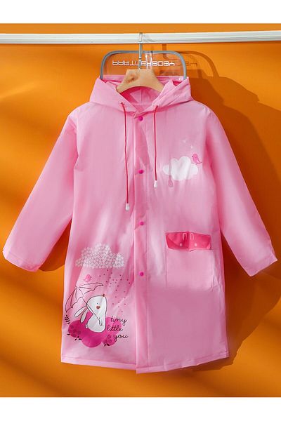 Mofy's Eva Hooded Patterned Children's Raincoat - Backpack Protect with Pockets and Snaps