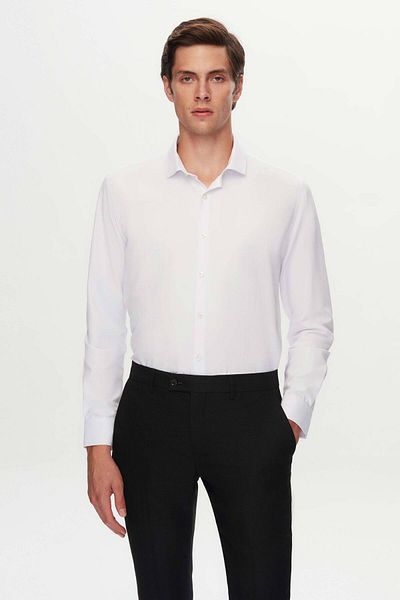 Twn Slim Fit White Dobby πουκάμισο