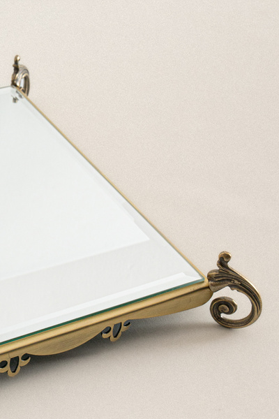 Nazik Home Tilda Eskitme Detaylı Kare Küçük Sunum Standı (37 x 37 cm)