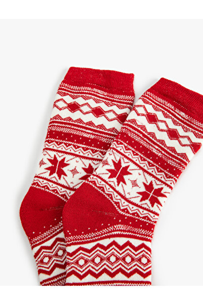 Koton Towel Socket Patterned Christmas Socks