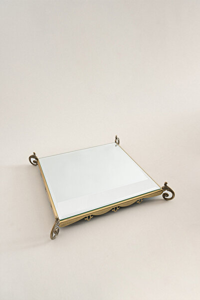 Nazik Home Tilda Eskitme Detaylı Kare Küçük Sunum Standı (37 x 37 cm)