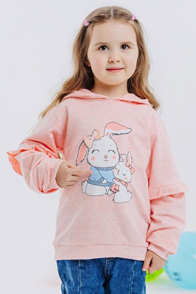 Breeze Girl's Sweatshirt Bunny Printed 1.5-5 Years, Salmon Melange