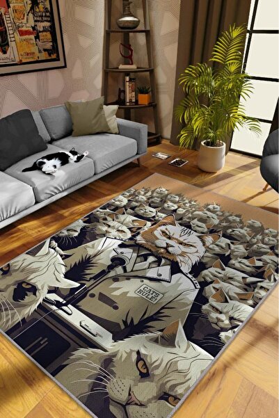 Cats Dominated Nude Colorful Cat Shaped Rug Special Design Cat Lover Young Room Rug
