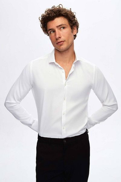 Twn Λευκό Slim Fit πουκάμισο ταξιδιού