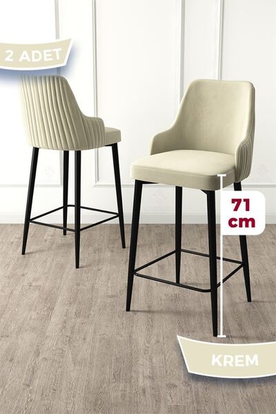 Canisa Enox Serisi, 2 Adet Krem Sandalye Yemek Odası Bar Sandalyesi, Babyface...