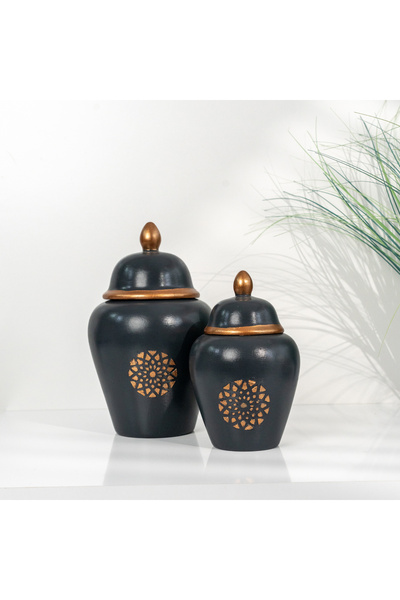 Deart İstanbul Bakırdan Seri Şah Küp Vazo Seti 22x12 Ve 28x16 Cm.