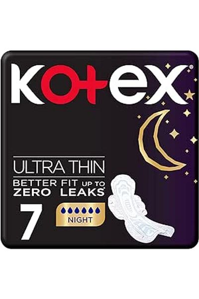 Kotex Ultra Thin Pads, Overnight Protection Sanitary Pads, 7 Sanitary Pads