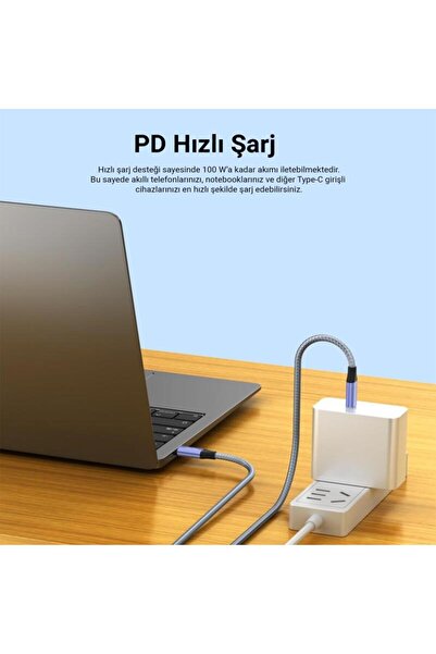 Veggieg USB 3.1 Type-C Pd 100W 5A 10Gbps 4K 60Hz Supported Cable 2 Meters