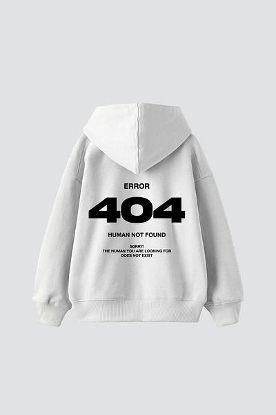 Sekizbiraltı 404 Error Printed Oversize Unisex Premium White Hoodie