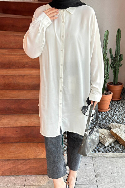 lamelif Ecru Color Oversize Tunic