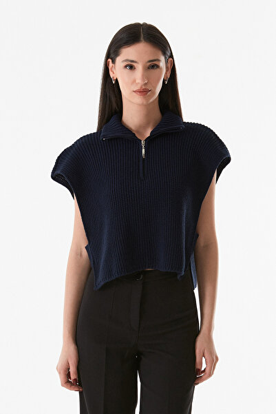 Fulla Moda Светр з напівзастібкою на комірі