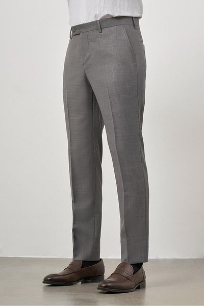 İmza Dark Smoked Slim Fit Classic Trousers with Side Pockets