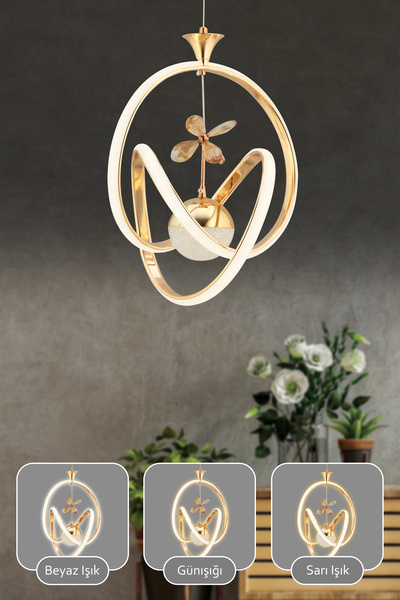 Capella Aydınlatma Happy Kumandalı 3 Renk Işık Özellikli Dimmerli Modern Kaplama Sarkıt Led Avize Salon Mutfak Avize