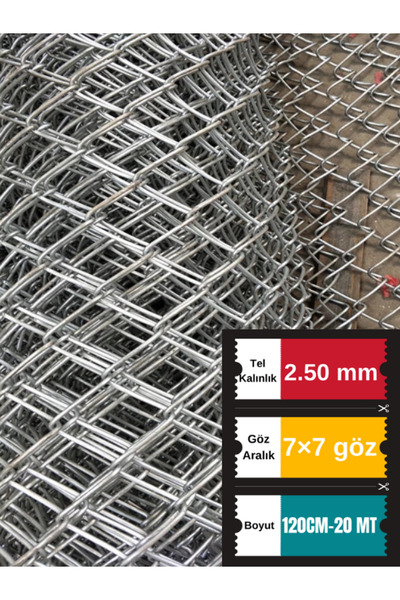 Santas 2.50 mm tel kalınlığı 7×7 cm göz ( 120cm-20mt )Galvanizli Helezon Bahç...