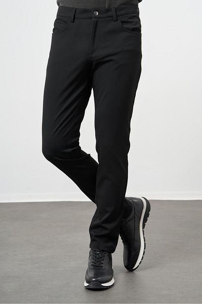 İmza Μαύρο εύκαμπτο παντελόνι 5 τσέπης Casual Slim Fit με 5 τσέπες 1003245161