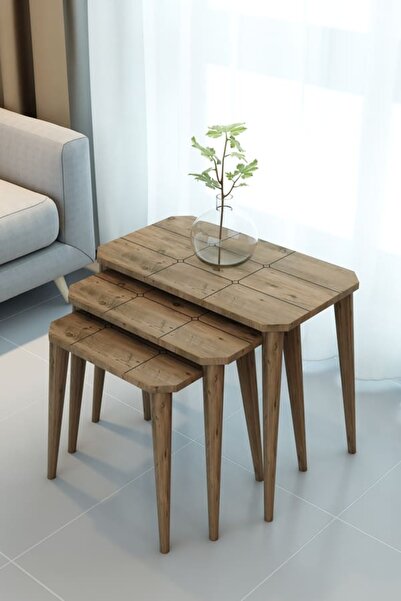 KLT Modüler Petek Zigon Sehpa ve Orta Sehpa Torna Ahşap Ayak