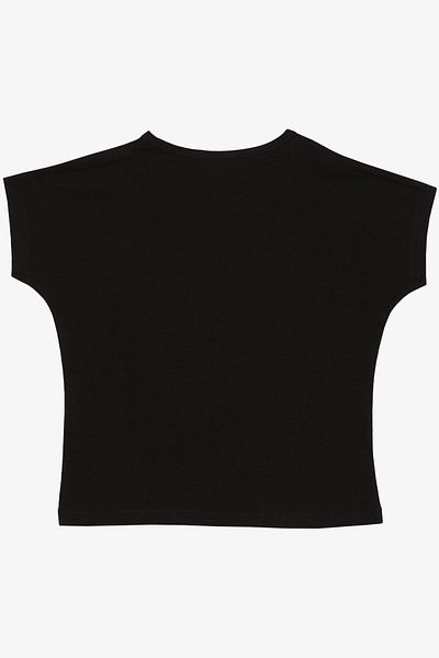 Breeze Tricou negru pentru fetiță 10-16 ani - Paiete imprimate cu flori