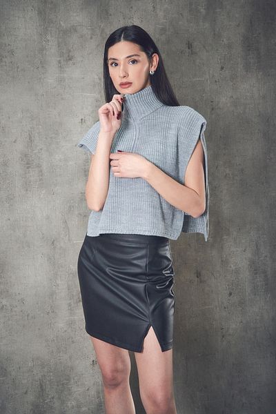 Fulla Moda Πλεκτό πουλόβερ με γιακά με μισό φερμουάρ