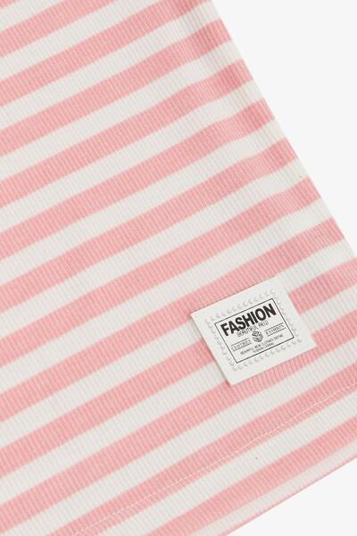 Breeze Μπλουζάκι για κορίτσι 9-14 ετών με ροζ ώμους με λεπτομέρεια με έμβλημα