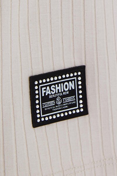 Breeze Μπεζ μπλουζάκι για κορίτσι 9-14 ετών - με λουράκια και πέτρινες λεπτομέρειες