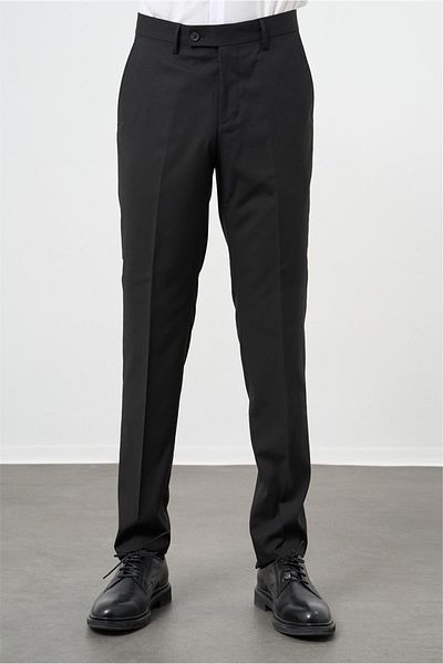 İmza Μαύρο ελαστικό κλασικό παντελόνι Comfort Fit με πλαϊνές τσέπες 1003240914