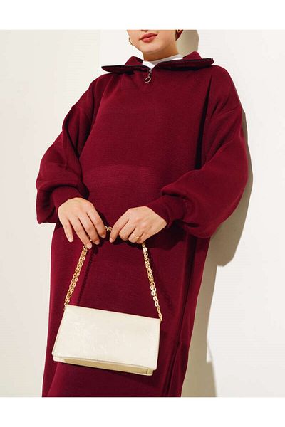 Lavanta Tekstil Straight Knitwear Dress with Half Zipper