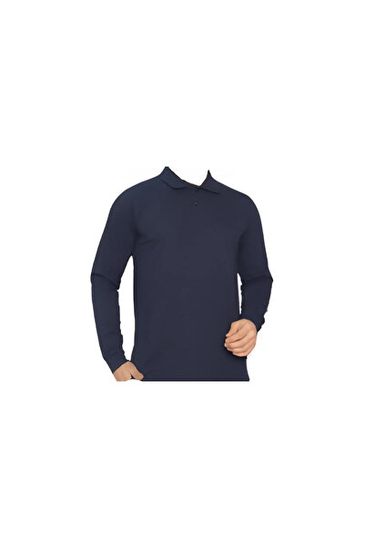 orangesafety ياقة بولو بأكمام طويلة، أزرق داكن من لاكوست
