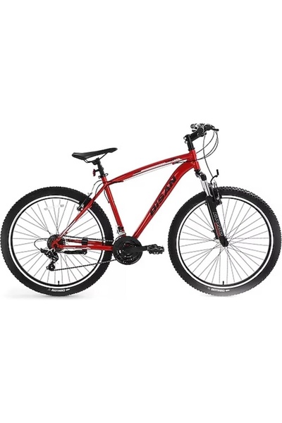 Bisan LEON ERKEK DAĞ BİSİKLETİ 48CM V 27.5 JANT 21 VİTES BAYRAK KIRMIZISI SİYAH