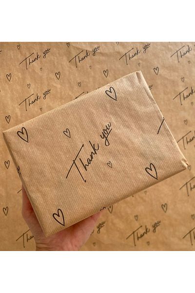 eylülün etiket fabrikası 10 Pieces Thank You Printed Kraft Wrapping Paper - 70-50 cm