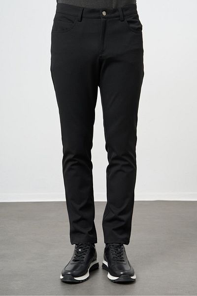 İmza Μαύρο εύκαμπτο παντελόνι 5 τσέπης Casual Slim Fit με 5 τσέπες 1003245161