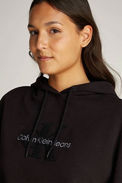 Calvin Klein CHENILLE MONOLOGO HOODIE Dámská ČERNÁ mikina J20J224170-BEH