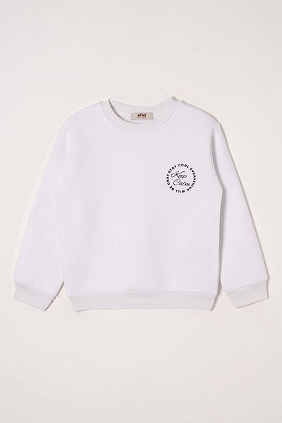 zepkids Text Printed White Color Girl's Sweat
