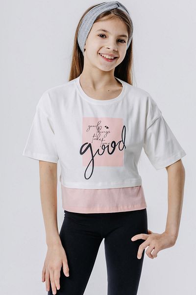 Breeze Κοριτσίστικο T-Shirt με τυπωμένο κείμενο με σκισίματα στα πλαϊνά, 9-14 ετών, εκρού