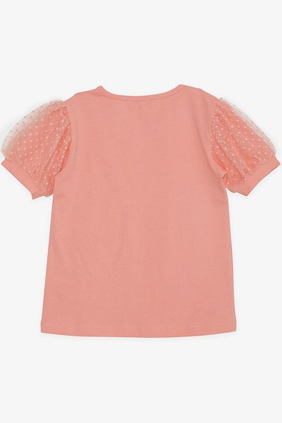 Breeze Tricou Fete Maneci Tulle 8-12 Ani, Somon