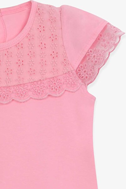 Breeze Girl's T-shirt with Scalloped Detail 3-8 Years, Powder