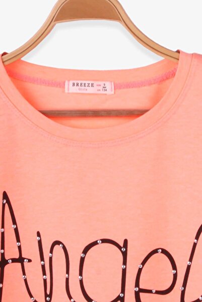 Breeze Κοριτσίστικο T-Shirt Stone Text Printed 9-16 ετών, Neon Orange