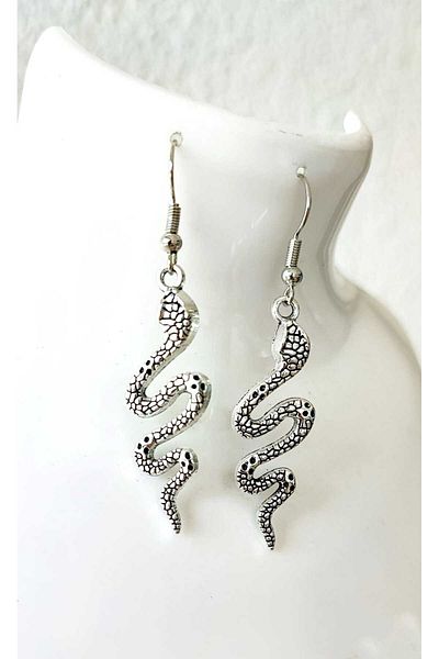 NHOUSE Snake Figure, Embroidered, Retro Earrings (Dangle)
