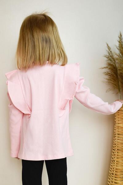 Breeze Κοριτσίστικο μακρυμάνικο μπλουζάκι με βολάν ώμου 3-7 ετών, ροζ