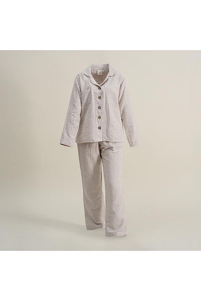 Ecocotton Σετ γυναικείες πιτζάμες Alinda - 100% οργανικό βαμβάκι, μουσελίνα μπεζ