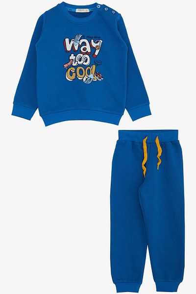 Breeze Boy's Tracksuit Set 3D Text Printed 1.5-5 Years, Saks Blue