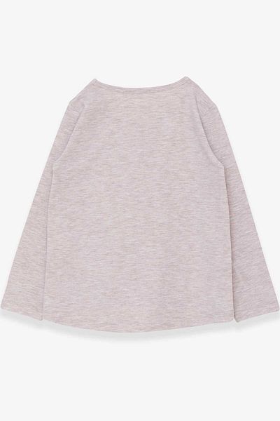 Breeze Κοριτσίστικο μακρυμάνικο μπλουζάκι Glitter Heart Printed Age 5-10, Beige Melange