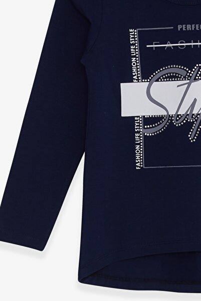 Breeze Дівчача футболка з довгими рукавами та принтом з камінцями, 6-12 років, синя