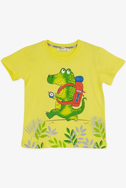 Breeze Boy's Shorts Set Camper Crocodile Printed 2-6 Years, Neon Yellow